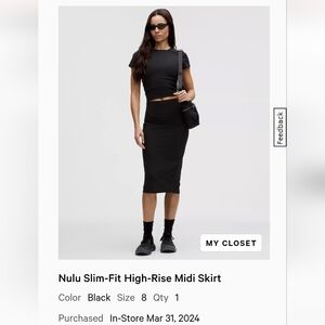 🍋 Nulu Slim-Fit High-Rise Midi Skirt Black Size 8